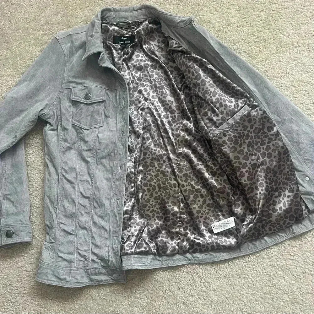 Dennis Basso Suede Leather Button Front Jacket Gray Women’s Size Medium Washable - Picture 10 of 16